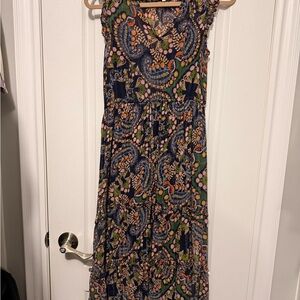 Anthropologie Paisley Floral Maxi Dress - Blue and Green